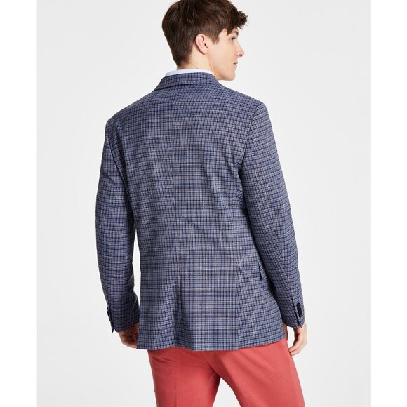 TOMMY HILFIGER Men's Modern-Fit Check Sport Coat Blue/Brown $295 B4HP - Picture 2 of 8